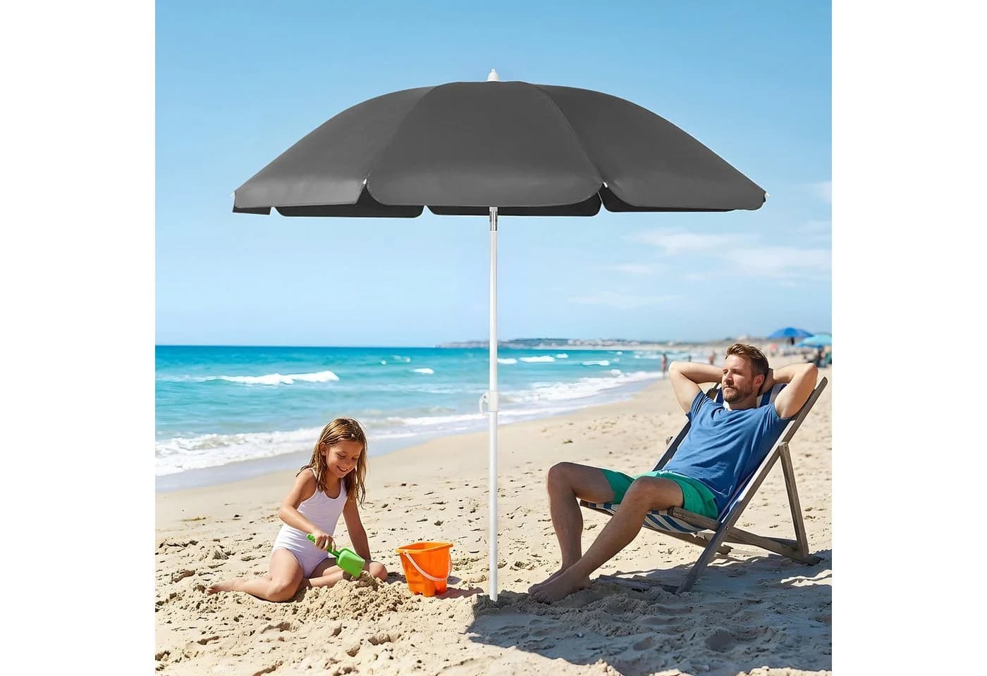 SUNULA Sonnenschirm 140 cm mit Knickfunktion und Schutzhülle - Bild 5
