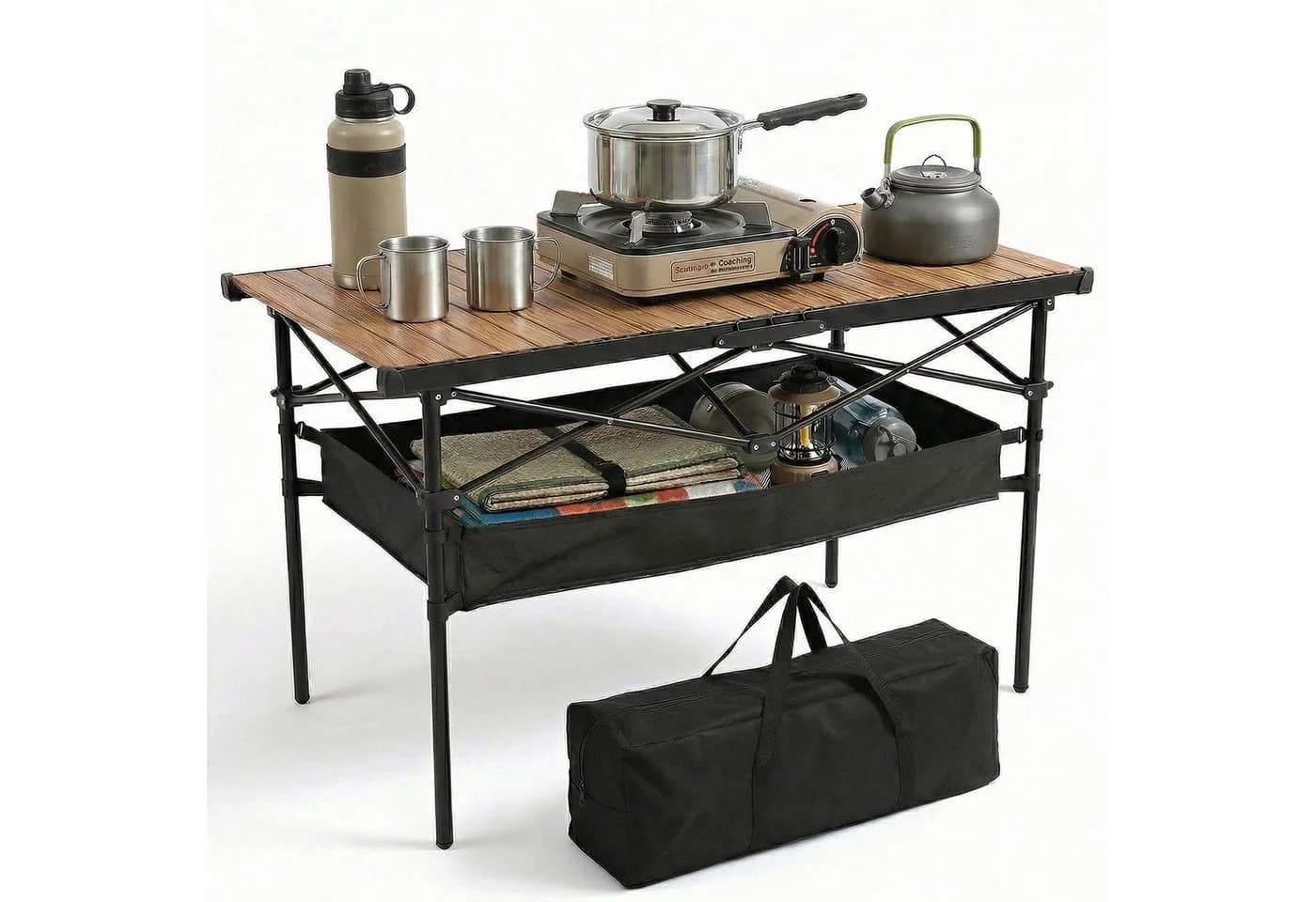 Sekey Faltbarer Campingtisch Aluminium Holzoptik Wetterfest