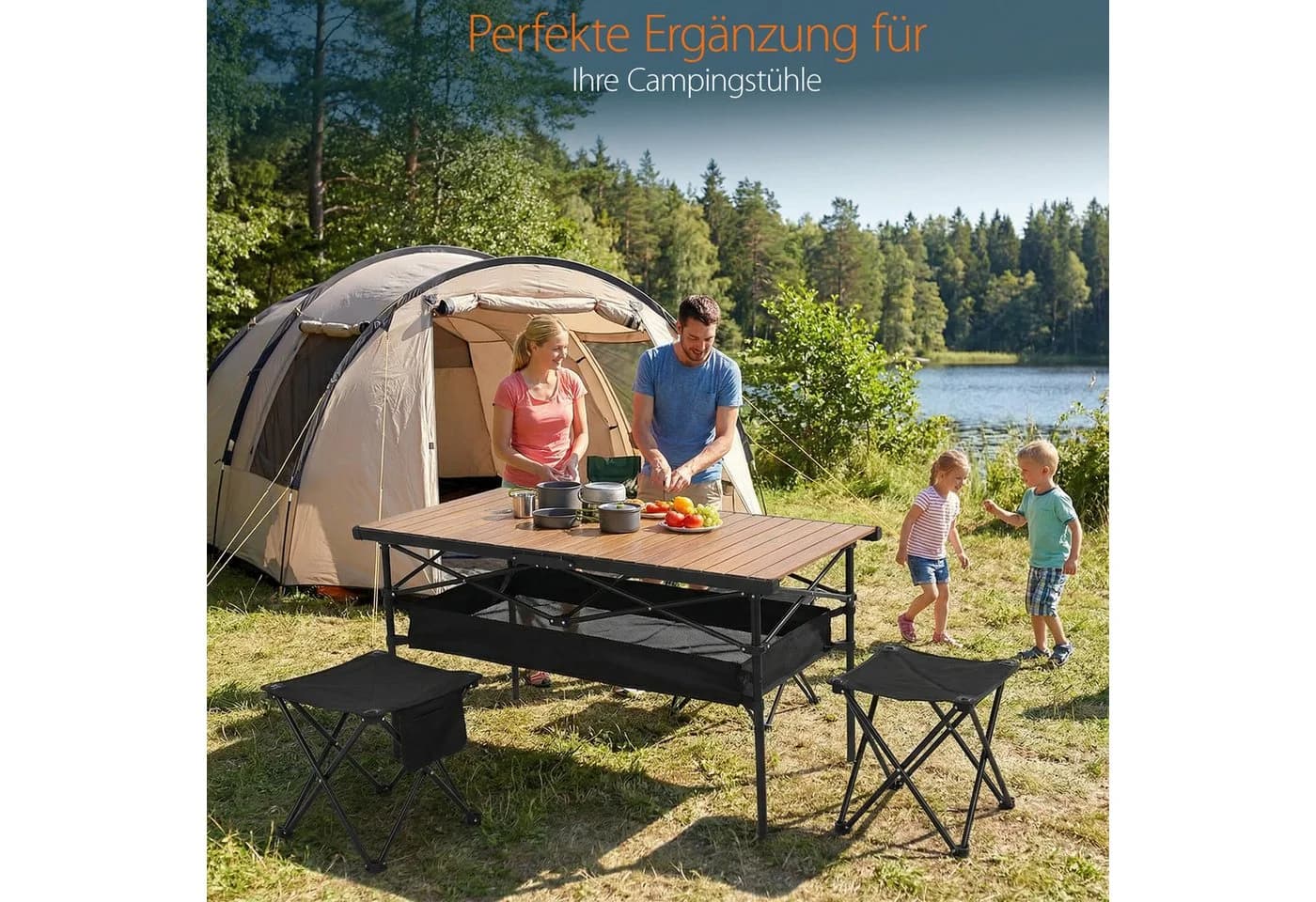 Sekey Faltbarer Campingtisch Aluminium Holzoptik Wetterfest - Bild 3