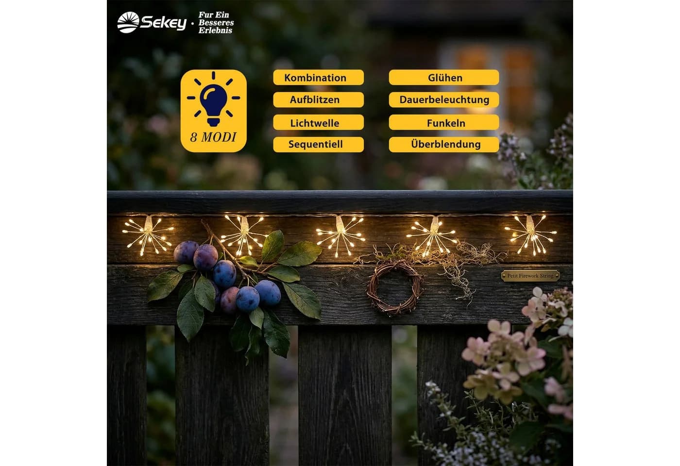 Salcar LED Solarleuchte Feuerwerk-Lichterkette 75 LEDs Warmweiß - Bild 3