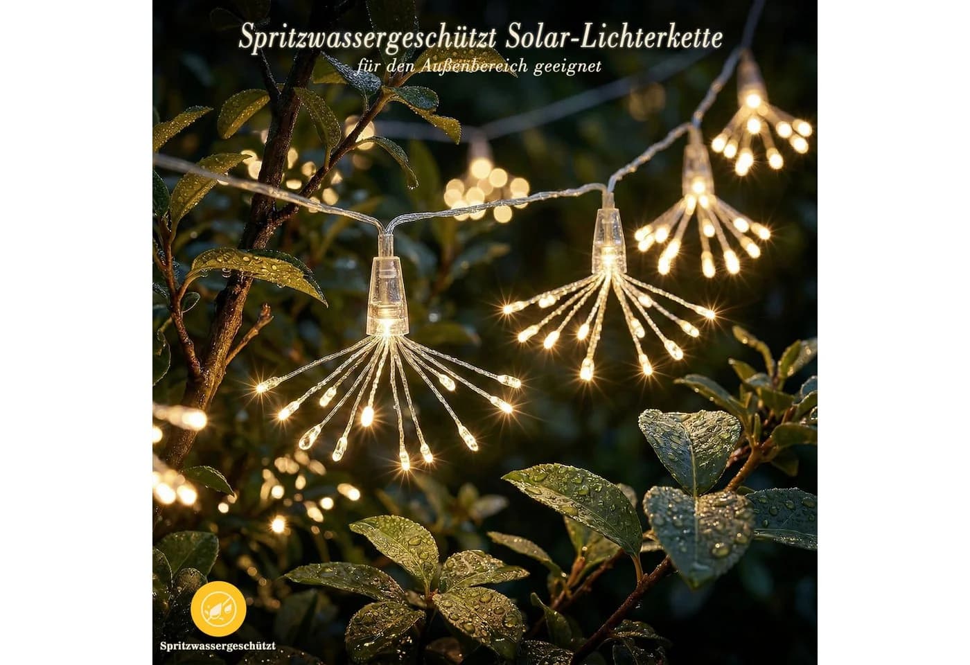 Salcar LED Solarleuchte Feuerwerk-Lichterkette 75 LEDs Warmweiß - Bild 5