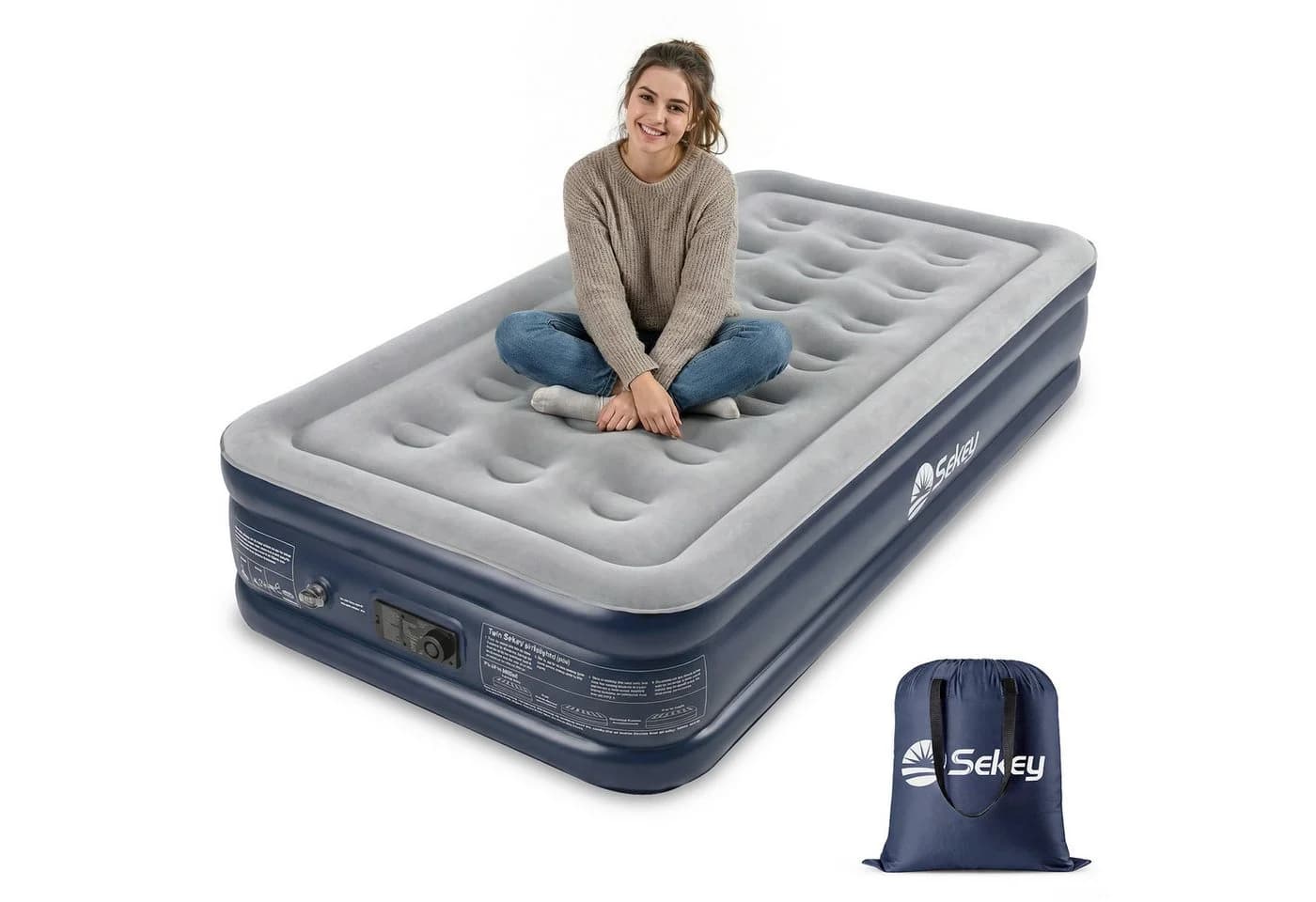 Sekey Luftbett mit Pumpe Grau 203x102x40cm - Bild 2