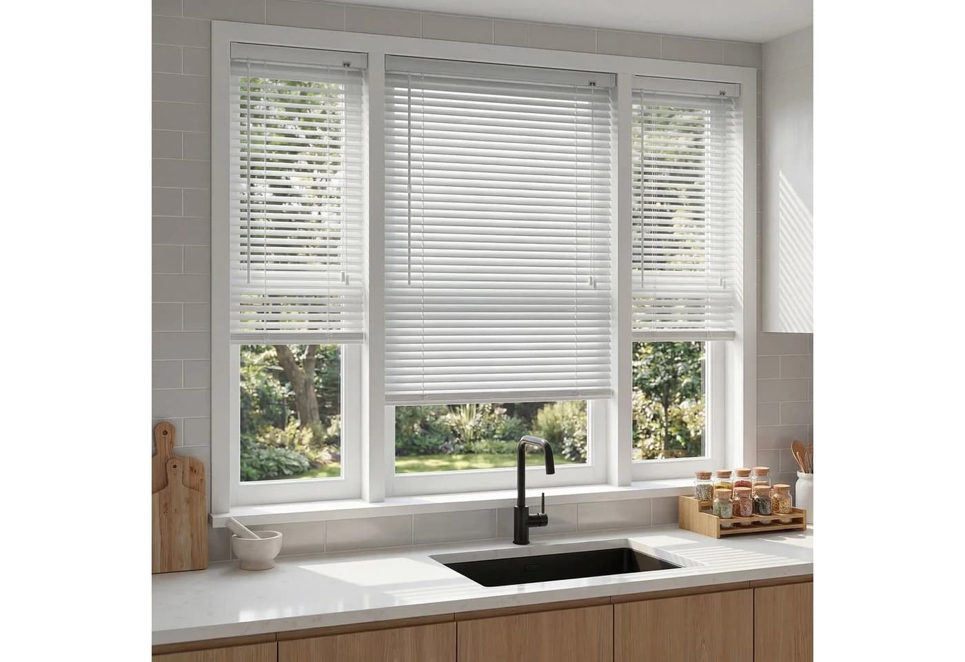 Sekey Aluminium-Jalousie Klemmfix Weiß 25mm Lamellen