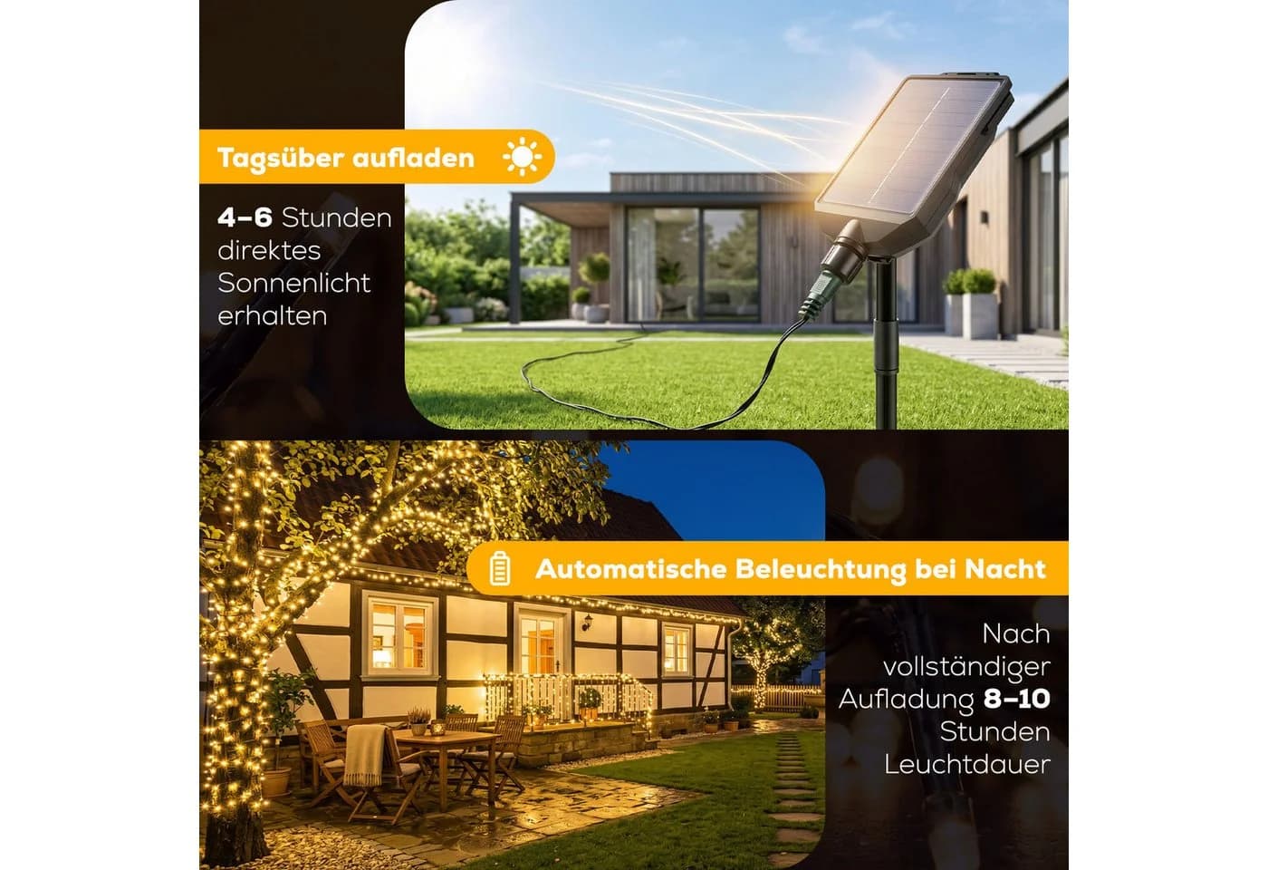 Salcar LED Solarleuchte Lichterkette Außen 480 LEDs Fernbedienung