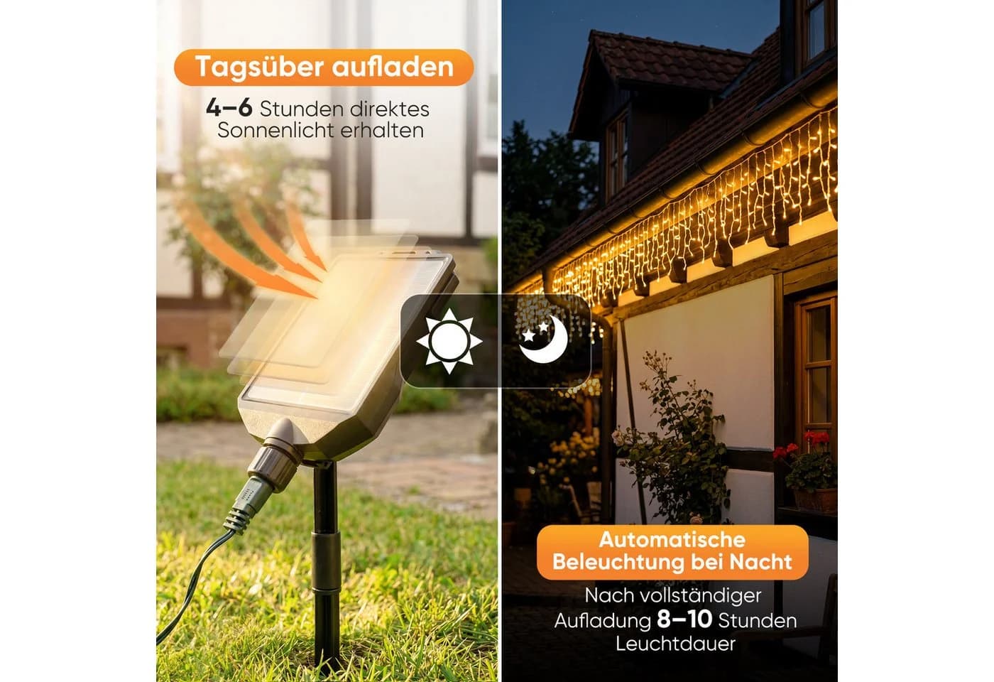 Salcar LED Solarleuchte Lichtervorhang 7,8m 240 LEDs Warmweiß - Bild 3