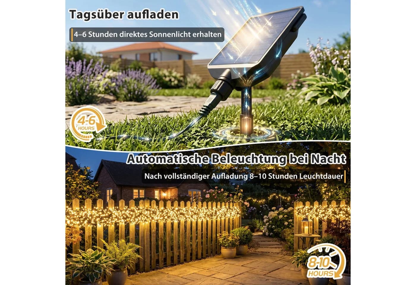 Salcar LED Solarleuchte Lichterkette 11,1m 560 LEDs Warmweiß Fernbedienung