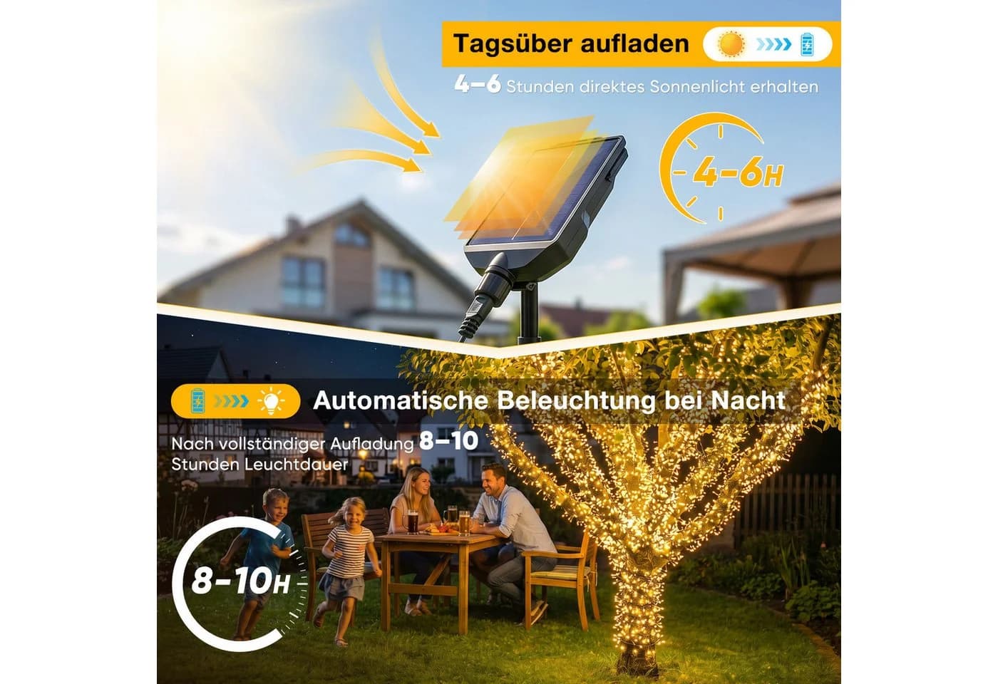 Salcar LED Solarleuchte Lichterkette Außen 768 LEDs Warmweiß mit Fernbedienung