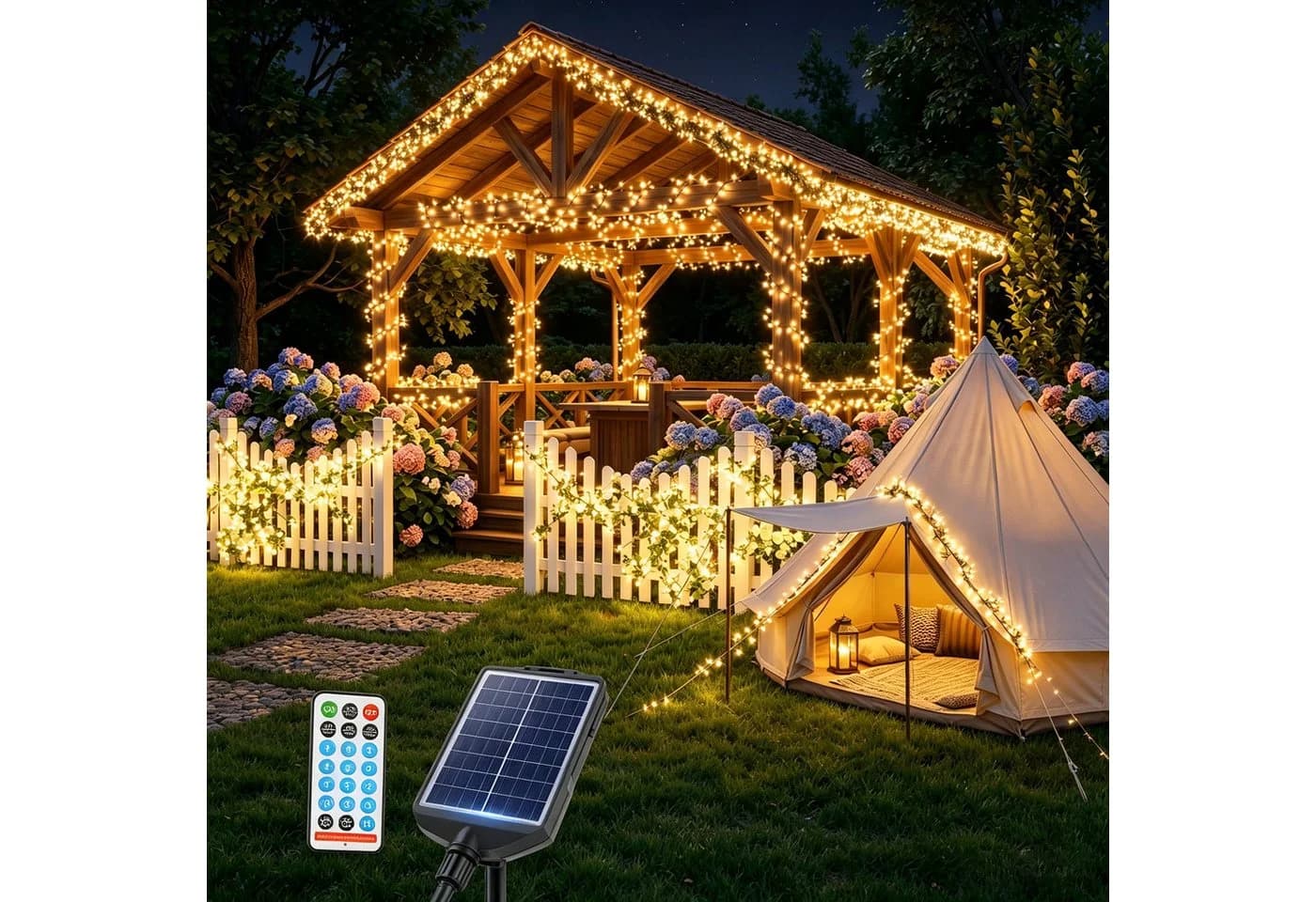 Salcar LED Solarleuchte Lichterkette Außen 768 LEDs Warmweiß mit Fernbedienung - Bild 2