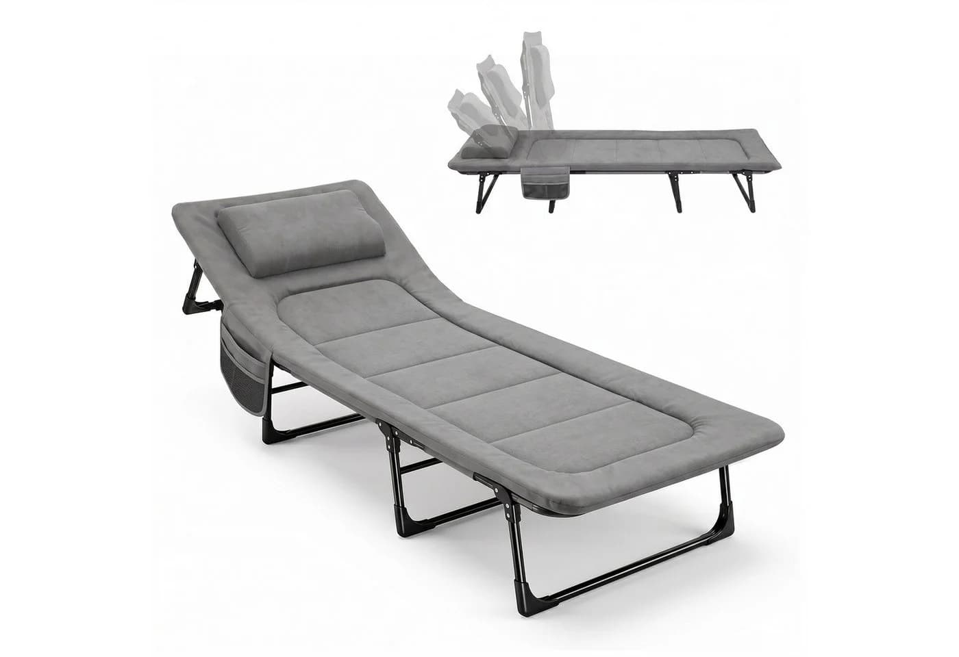 Sekey Faltbett Verstellbar mit Matratze und Kissen Grau - Bild 2