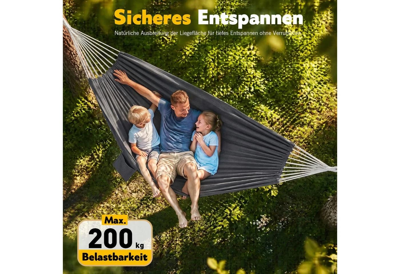 Sekey Doppelhängematte mit Kopfkissen & Tragetasche aus Baumwolle