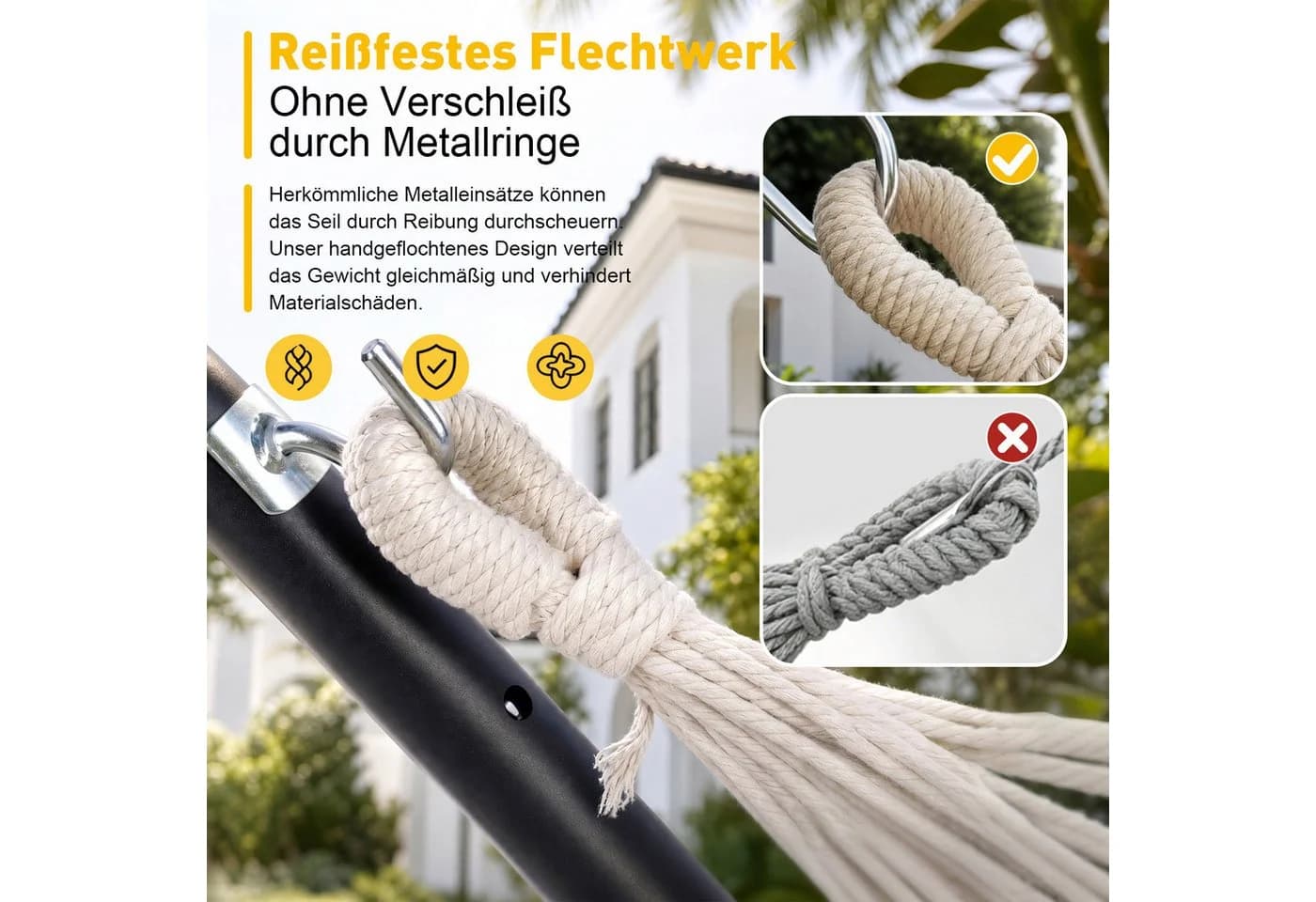Sekey Doppelhängematte mit Kopfkissen & Tragetasche aus Baumwolle - Bild 3