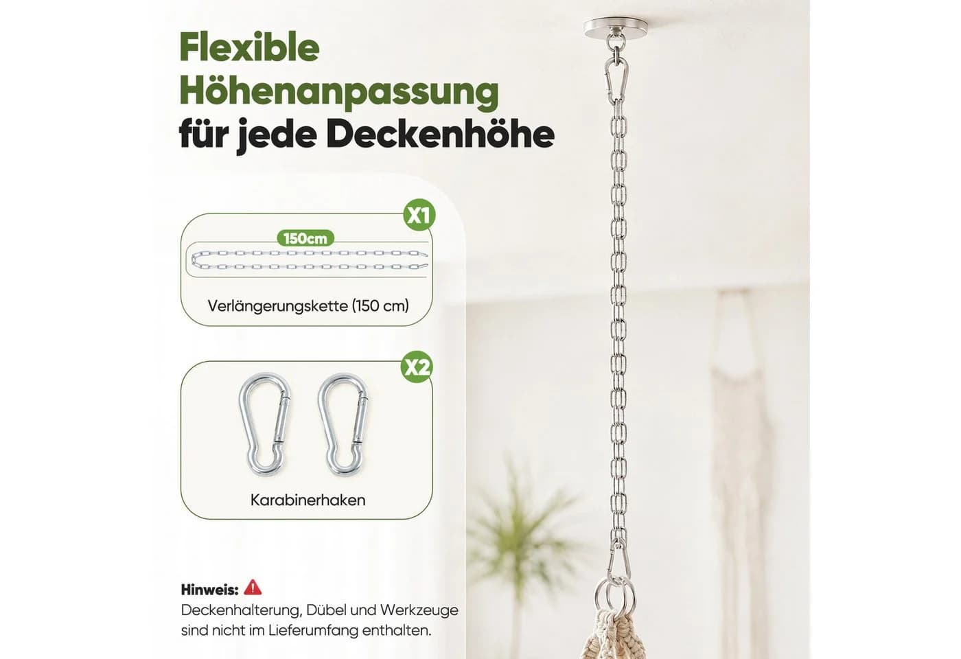 Sekey Hängesessel Beige mit Kissen 120kg - Bild 4