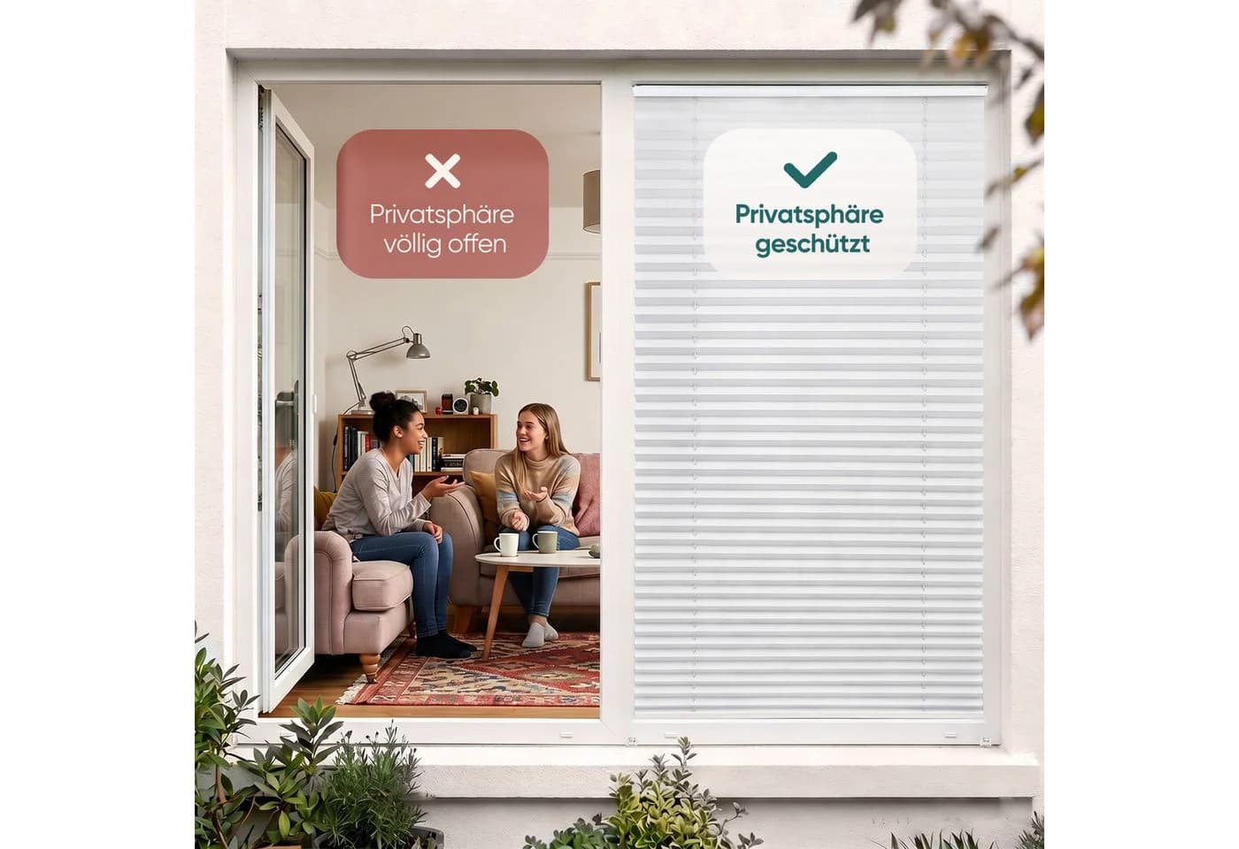 Sekey Plissee ohne Bohren blickdicht Polyester Aluminium