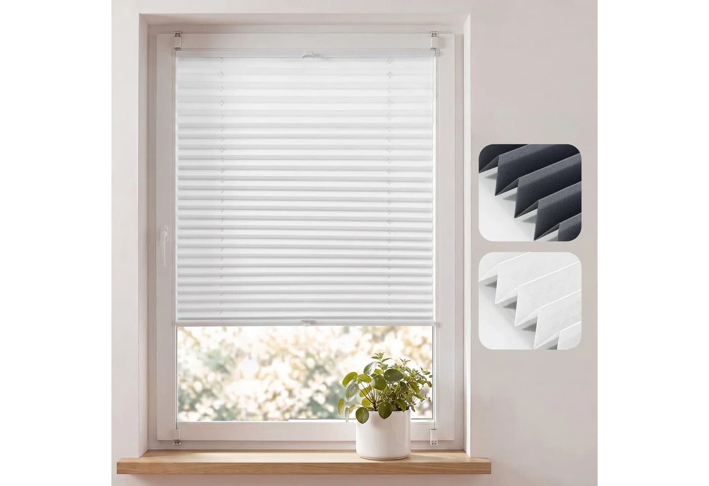 Sekey Plissee ohne Bohren blickdicht Polyester Aluminium - Bild 2