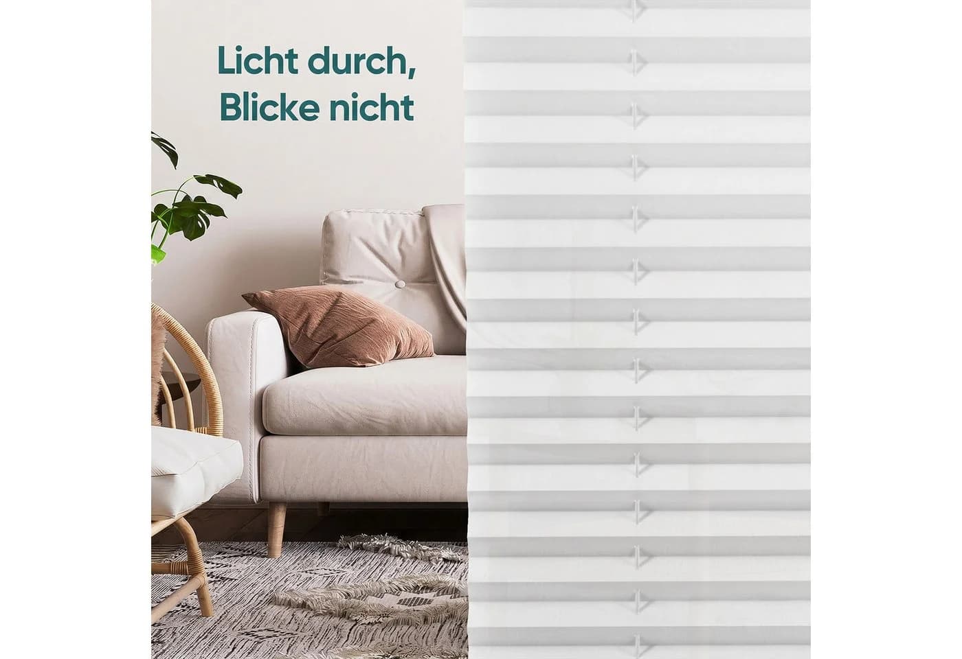Sekey Plissee ohne Bohren blickdicht Polyester Aluminium - Bild 3