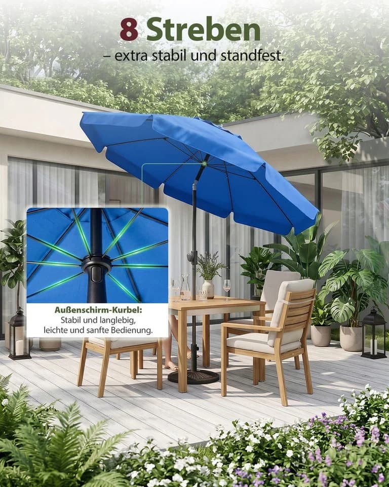 SUNULA Sonnenschirm 180 cm blau mit UV-Schutz und Schutzhülle - Bild 5