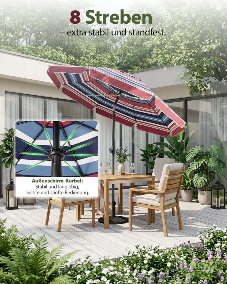 SUNULA Sonnenschirm 180 cm mit UV-Schutz und Schutzhülle - Bild 5