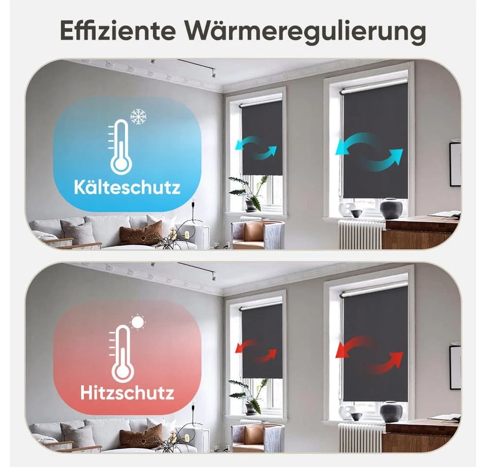 Sekey Seitenzugrollo Verdunkelungsrollo Grau Silber Klemmfix - Bild 4