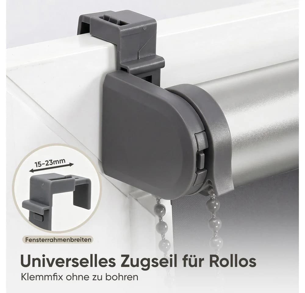Sekey Seitenzugrollo Verdunkelungsrollo Grau Silber Klemmfix - Bild 5