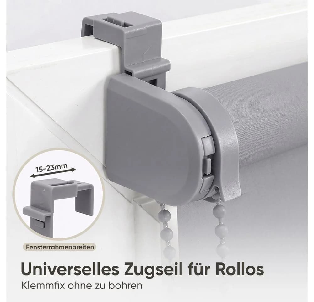 Sekey Seitenzugrollo Verdunkelungsrollo Grau Klemmfix - Bild 5