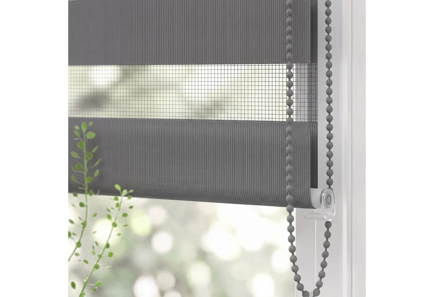 Salcar Doppelrollo Duo Grau Klemmfix Seitenzugrollo
