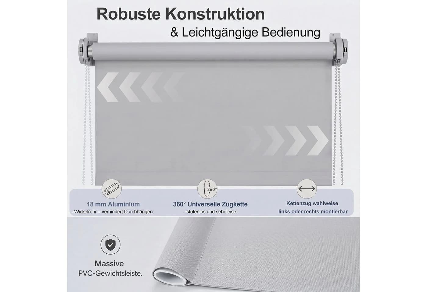 Salcar Verdunklungsrollo Klemmfix 40x130cm Grau Seitenzugrollo - Bild 4