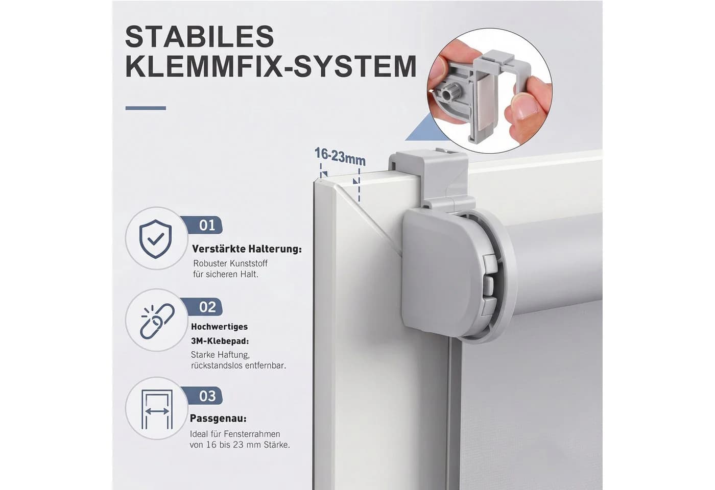 Salcar Verdunklungsrollo Klemmfix 40x130cm Grau Seitenzugrollo - Bild 5