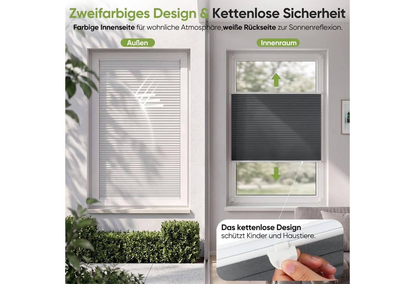 Salcar Wabenplissee Klemmfix Grau Verdunkelnd Schnurlos - Bild 5