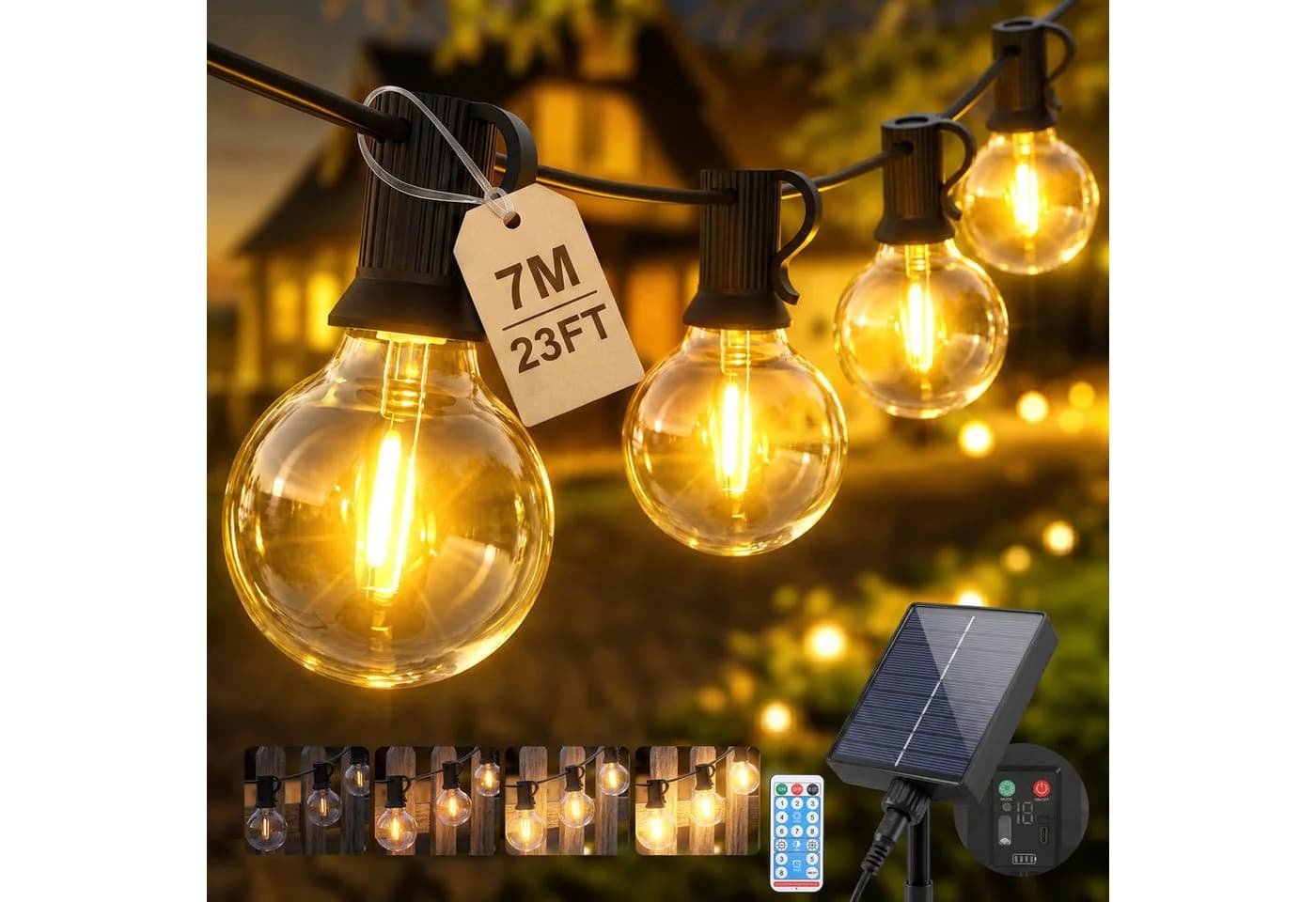 Salcar LED Solarlichterkette G40 7,2m mit 10 Glühbirnen - Bild 2
