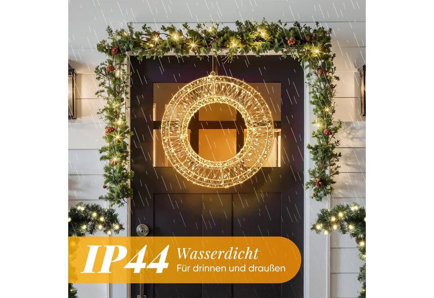 Salcar LED-Lichtkranz 2er-Set 45cm 720 LEDs Warmweiß Timer - Bild 3