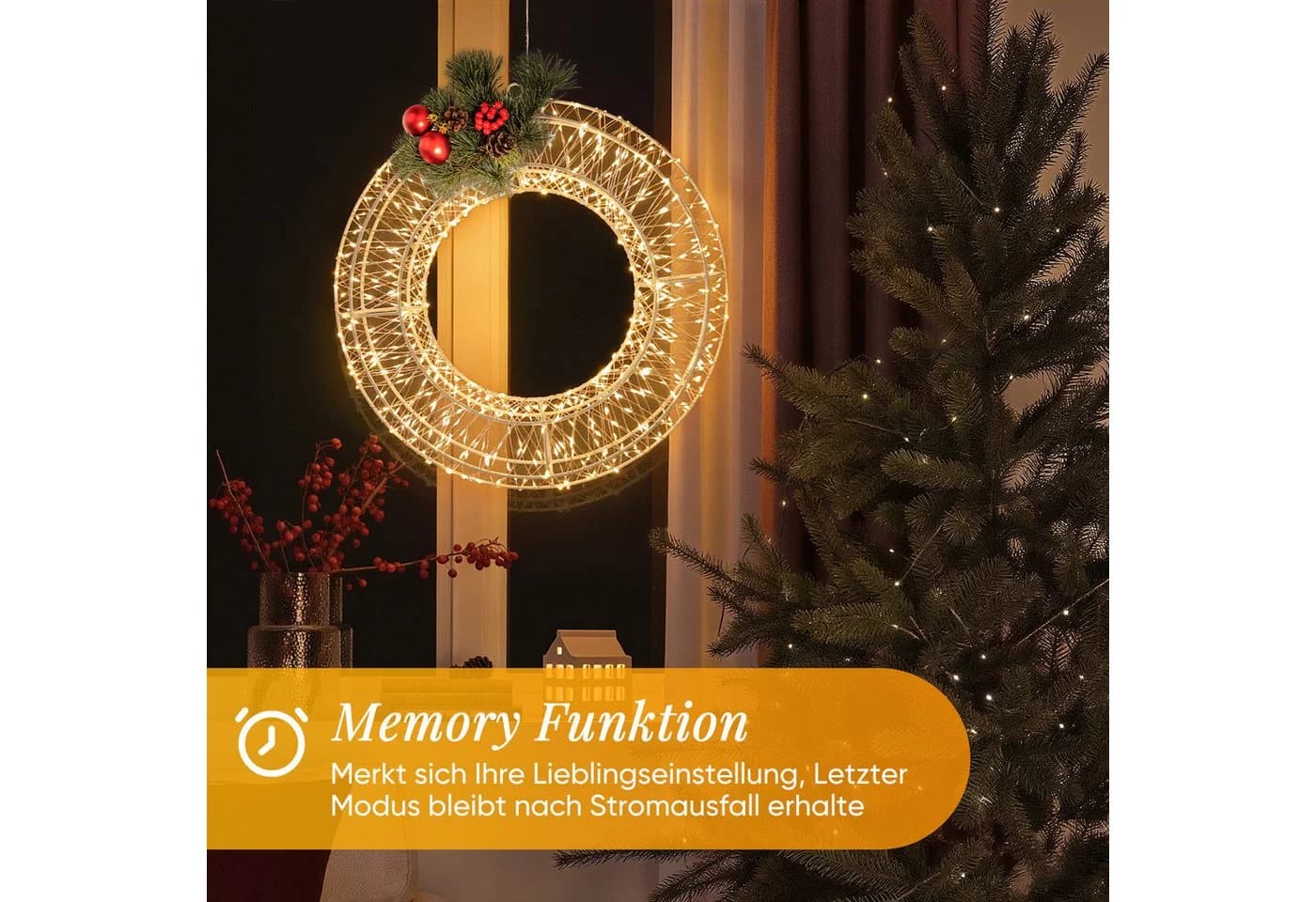 Salcar LED-Lichterkranz 2er-Set 800 LEDs Timer Warmweiß - Bild 5