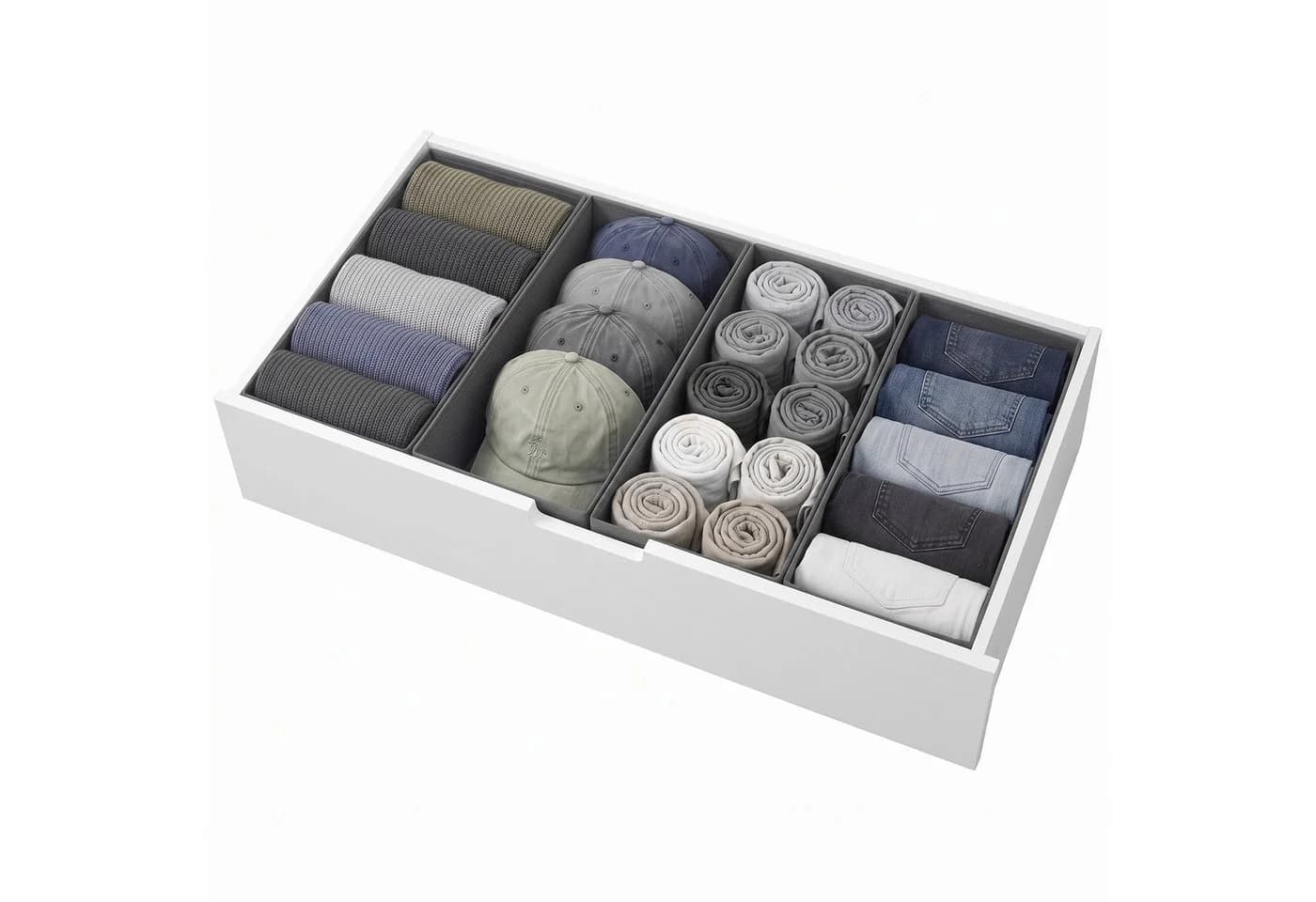 Sekey Aufbewahrungsbox Schubladen Organizer Vliesstoff 4er-Set Faltbar - Bild 2