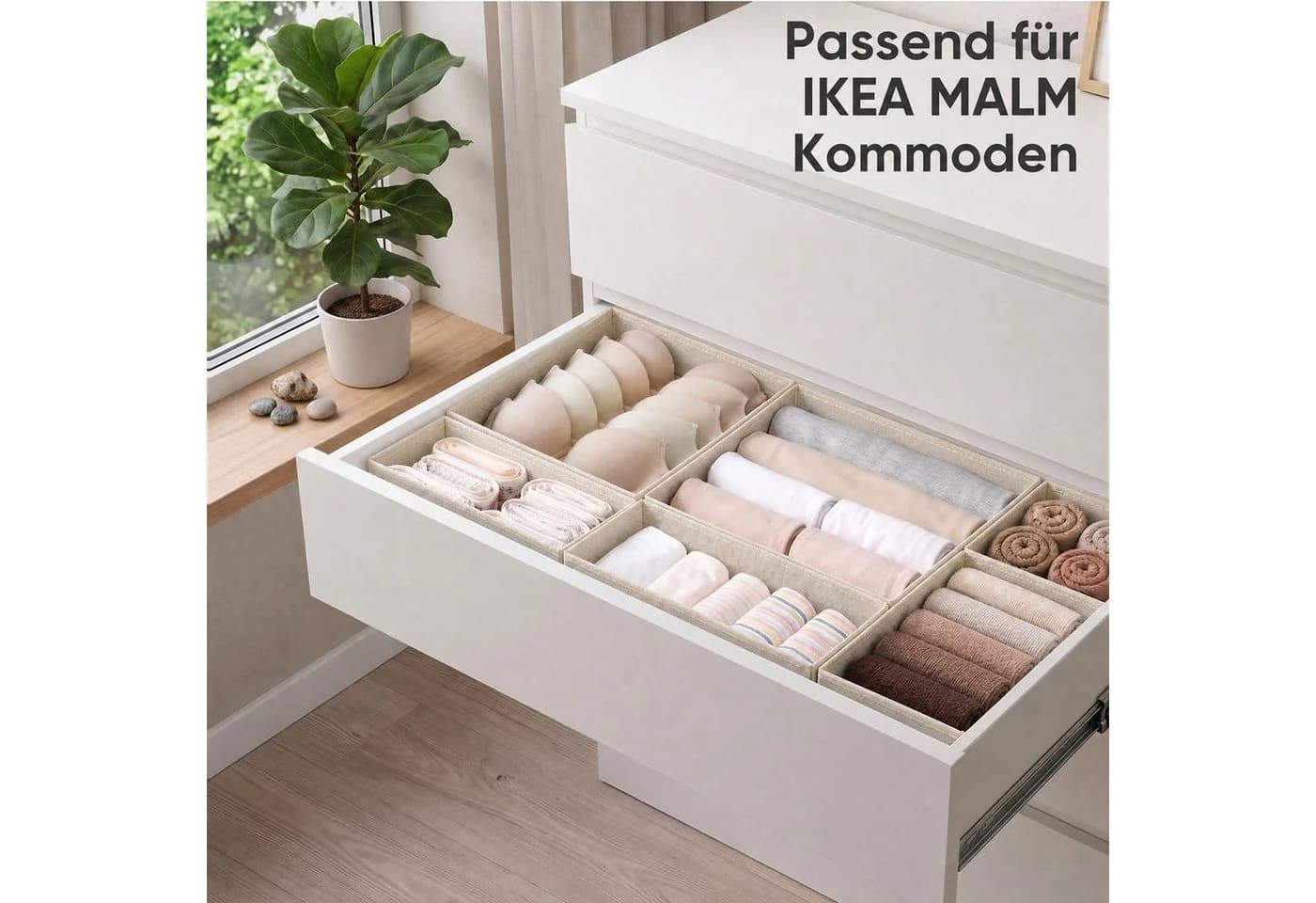 Sekey Aufbewahrungsboxen Set 6-tlg. Beige Vliesstoff Faltbar