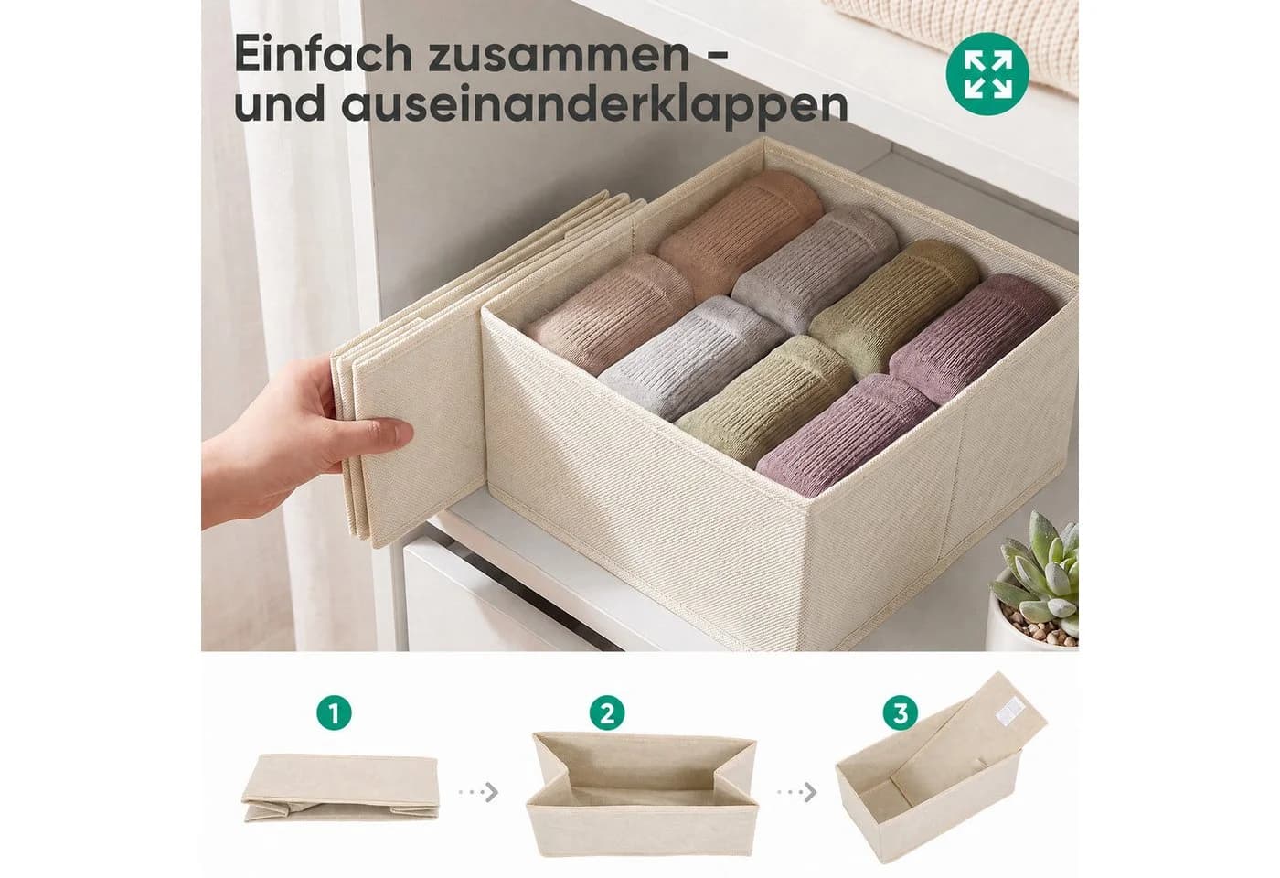 Sekey Aufbewahrungsboxen Set 6-tlg. Beige Vliesstoff Faltbar - Bild 4