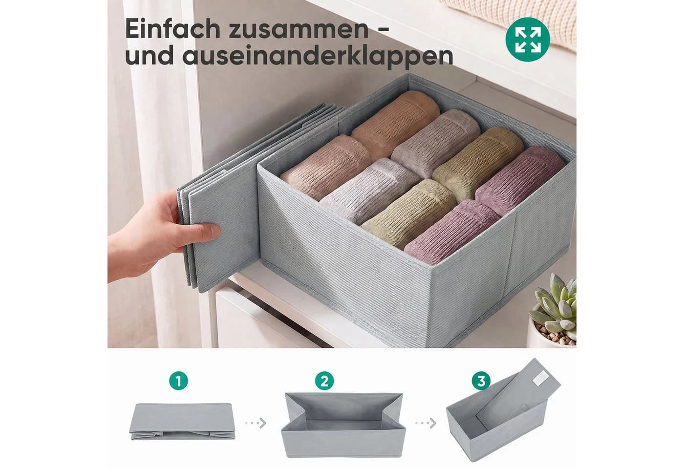 Sekey Aufbewahrungsboxen Set 6-tlg. Hellgrau Vliesstoff Faltbar - Bild 4