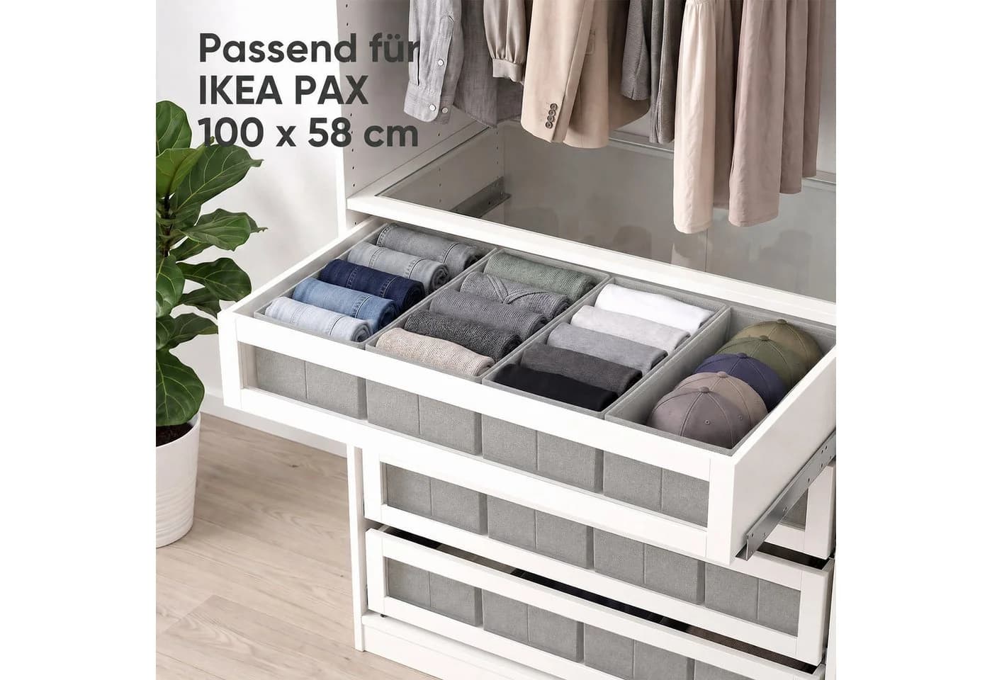 Sekey Aufbewahrungsbox Set 2 St. Grau Vliesstoff Faltbar