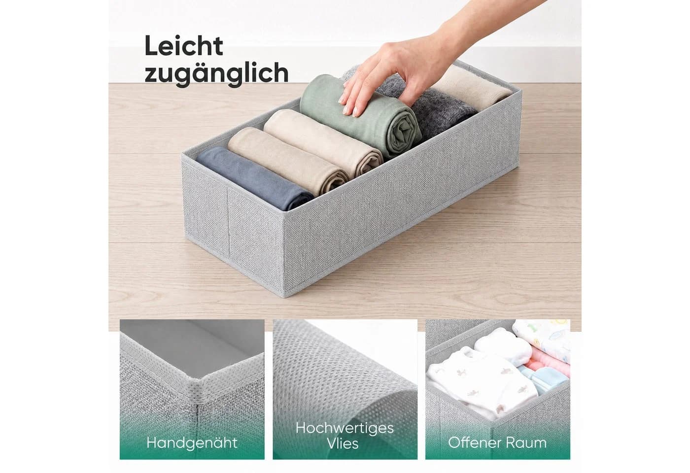 Sekey Aufbewahrungsbox Set 2 St. Grau Vliesstoff Faltbar - Bild 5