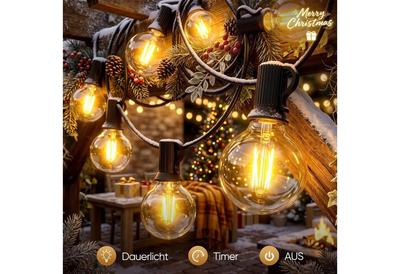 Salcar LED-Lichterkette 7,2m Warmweiß mit Timer