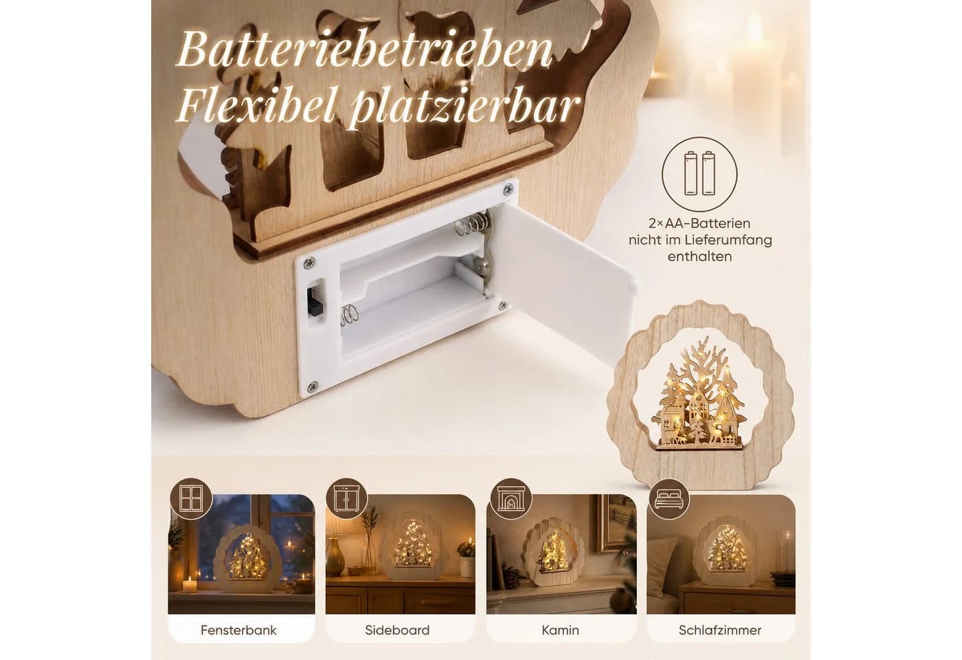 Salcar Schwibbogen LED aus Holz mit 20 LEDs Warmweiß - Bild 4
