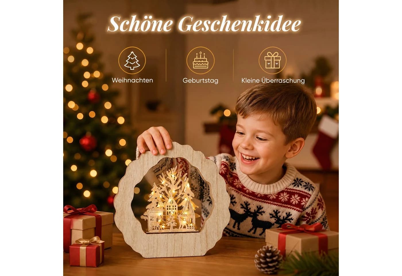 Salcar Schwibbogen LED aus Holz mit 20 LEDs Warmweiß - Bild 5