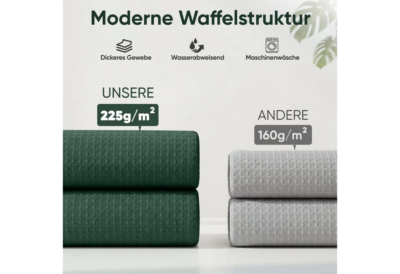 Sekey Duschvorhang Dunkelgrün Waffelstoff Polyester - Bild 3