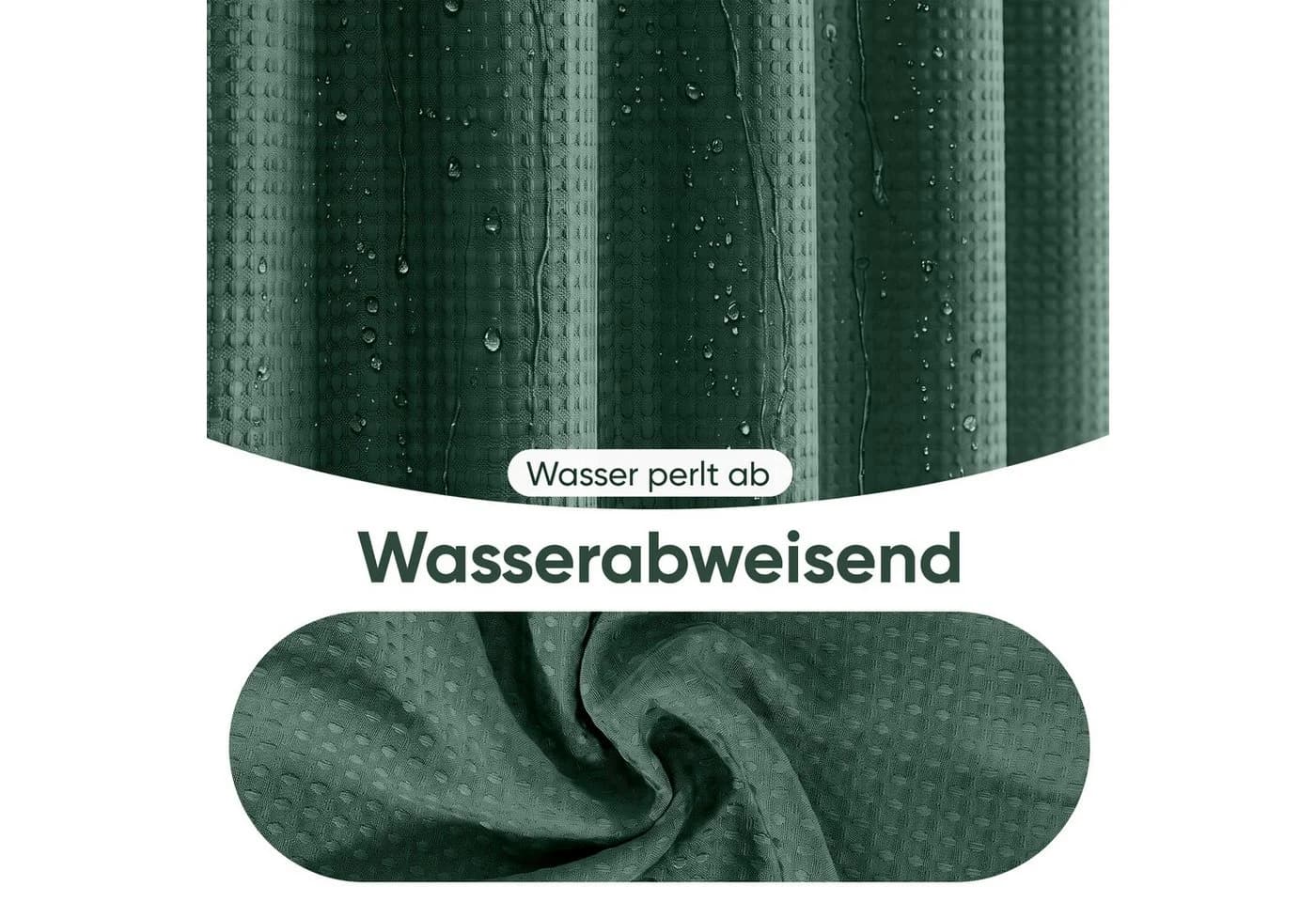 Sekey Duschvorhang Dunkelgrün Waffelstoff Polyester - Bild 4
