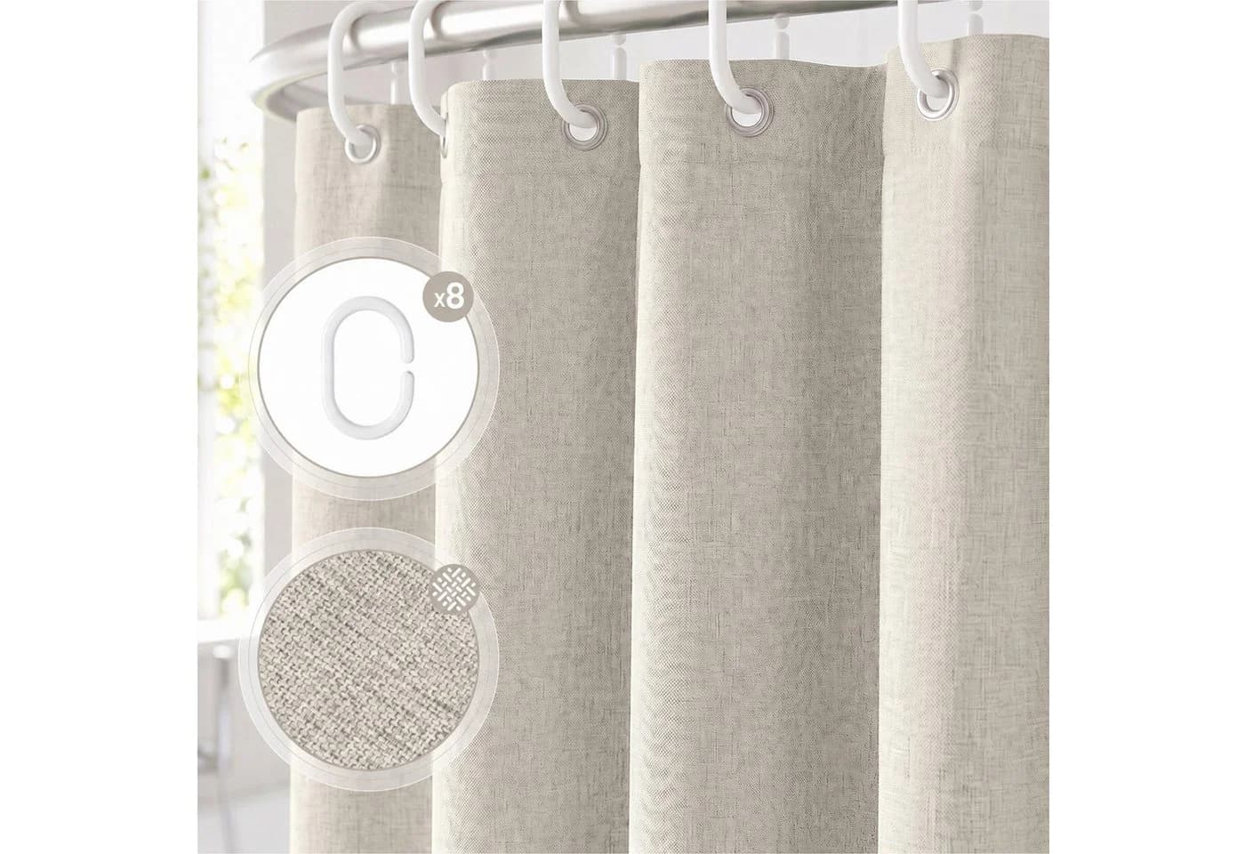 Sekey Duschvorhang Creme Leinenoptik Polyester wasserabweisend