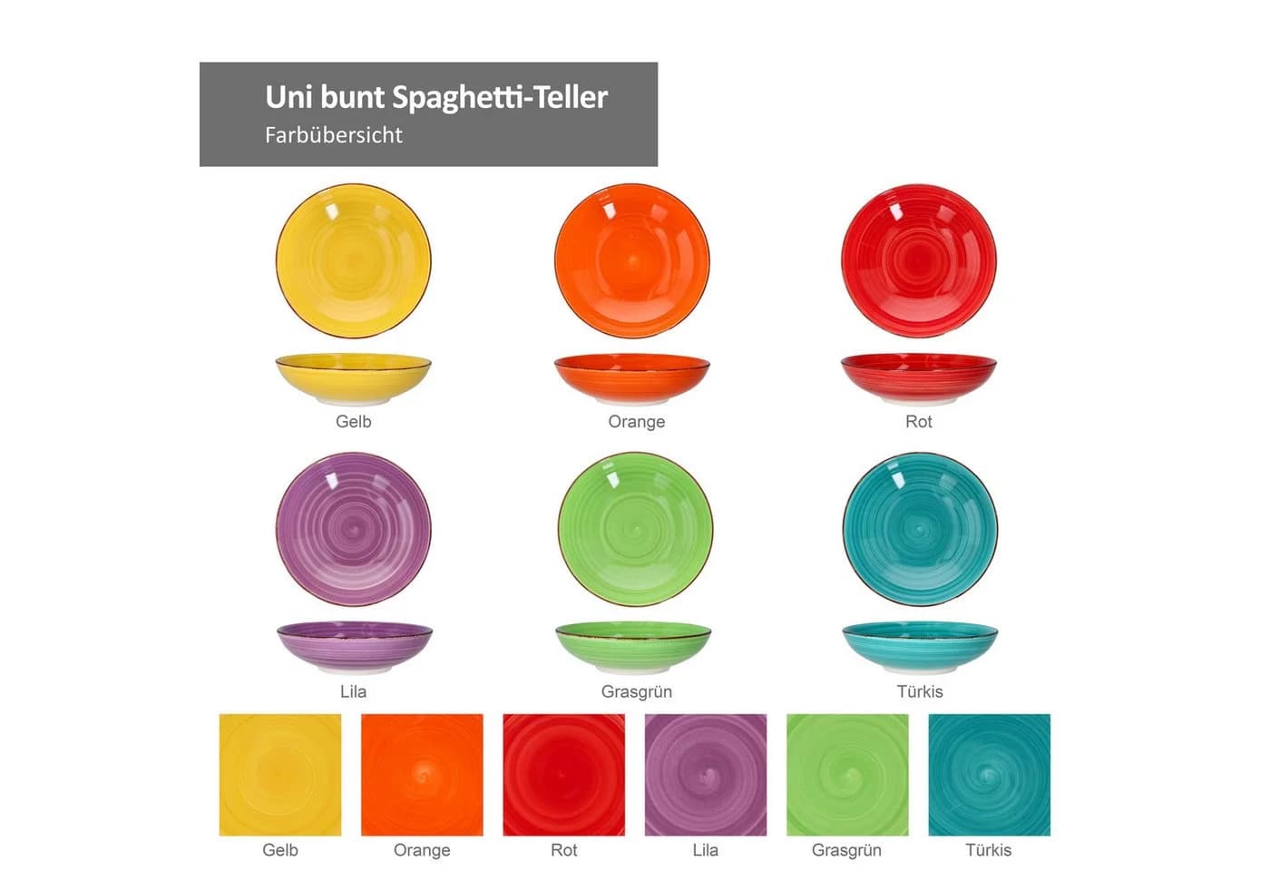 MamboCat Pastateller 6er Set Spaghettiteller Uni bunt - Bild 5