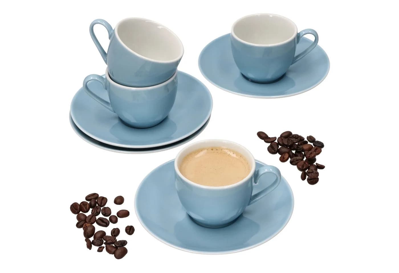 MamboCat Espressotassen Set 4er Nordic Blau mit Untertassen Porzellan - Bild 2