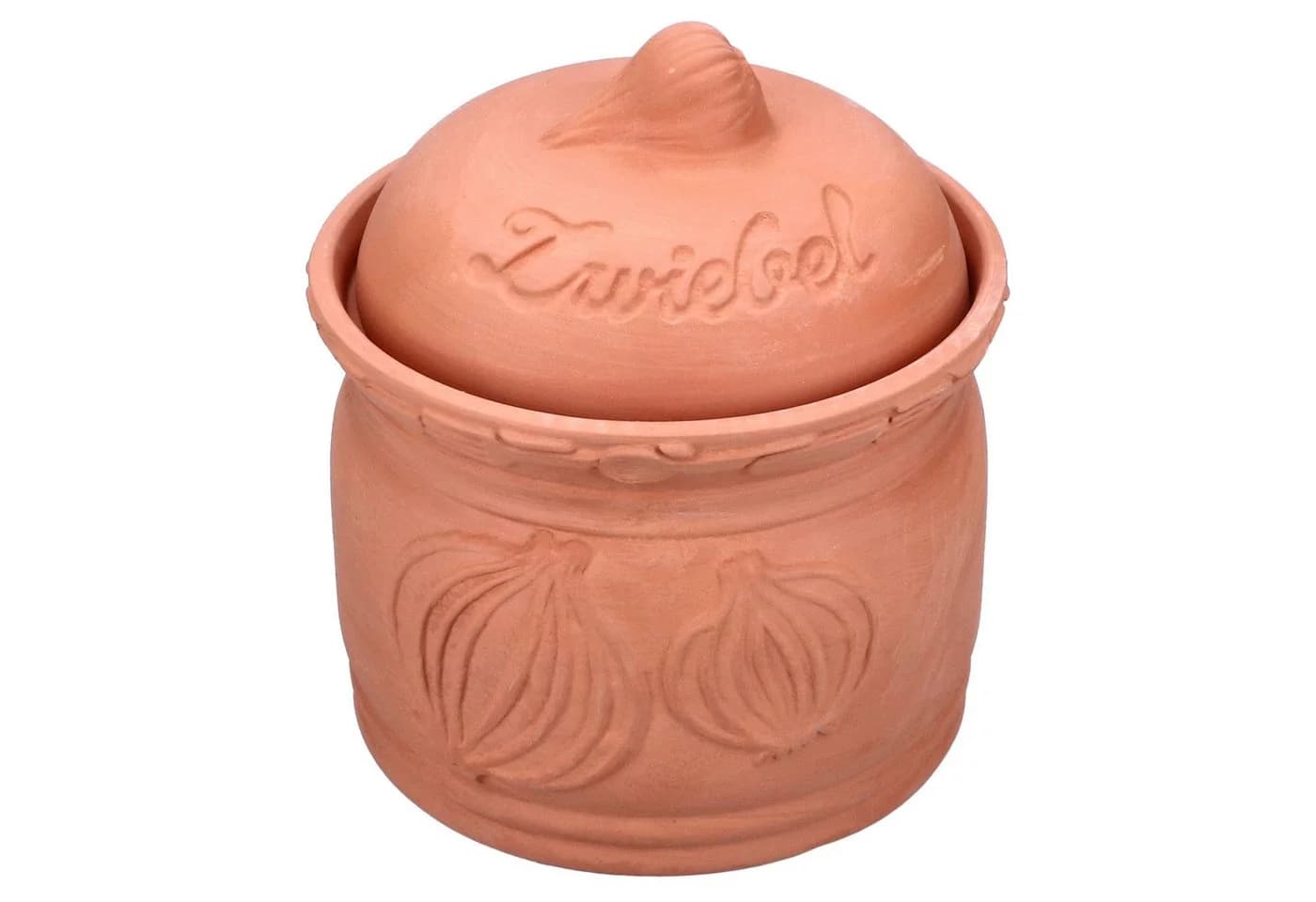 MamboCat Vorratsglas Terra Zwiebeltopf mit Deckel aus Terrakotta