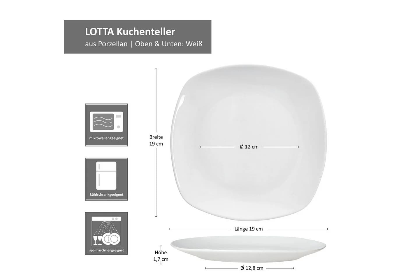 MamboCat Frühstücksteller 6er Set Lotta weiß Porzellan - Bild 5