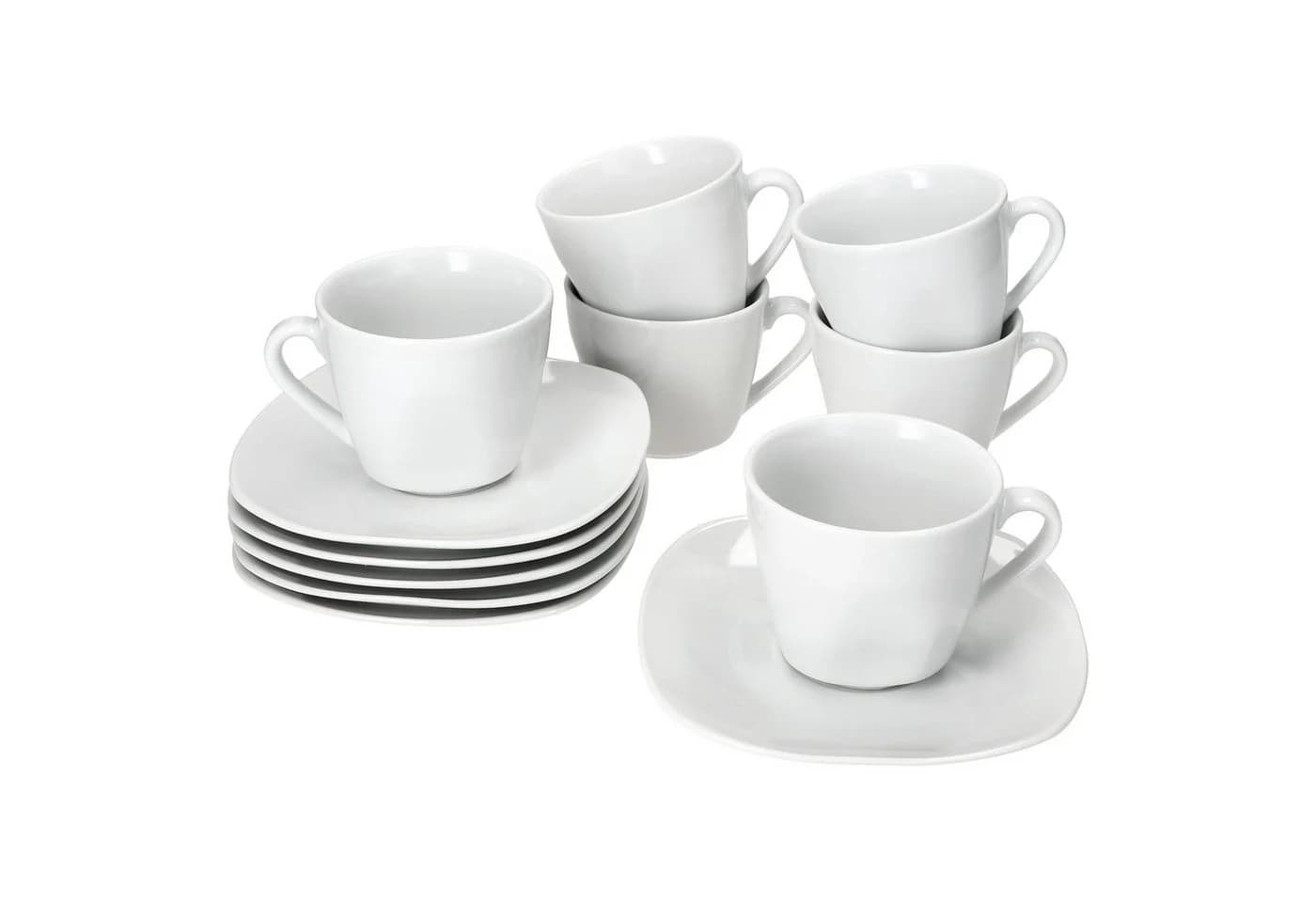 MamboCat Lotta Kaffeeset 6-tlg. Weißes Porzellan mit Untertassen