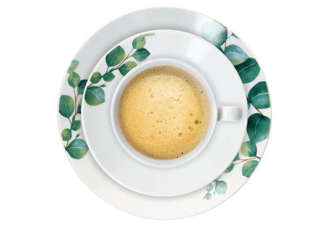 MamboCat Kaffeeservice 18tlg. Eukalyptus Porzellan Weiß 6 Personen