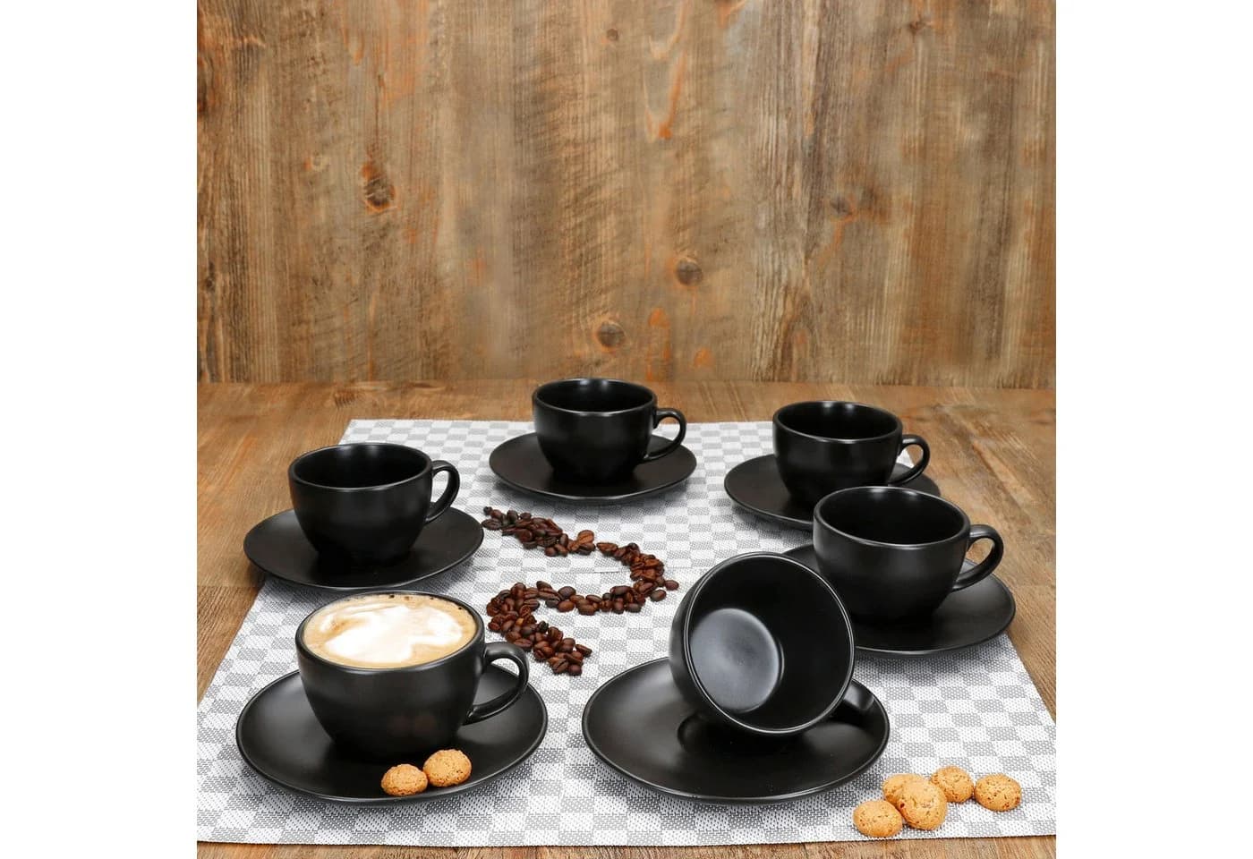 MamboCat Kaffeetassen 6er Set Panther Schwarz mit Untertassen - Bild 3